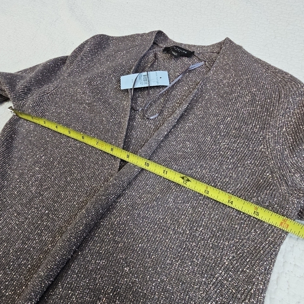 NWT Ann Taylor Shimmer Ribbed Open Cardigan - Picture 5 of 8